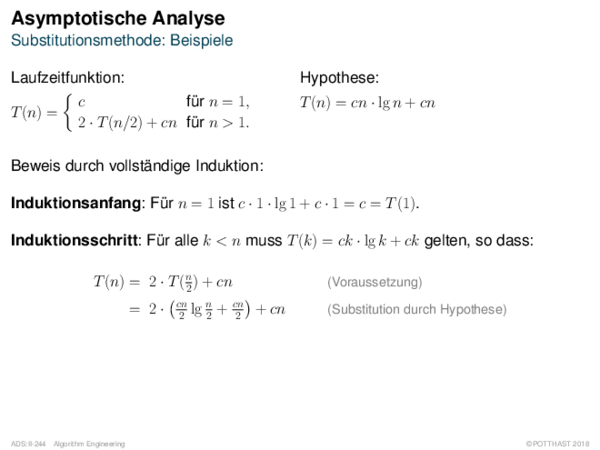 Asymptotische Analyse Substitutionsmethode: Beispiele