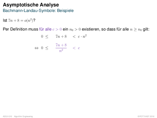 Asymptotische Analyse Bachmann-Landau-Symbole: Beispiele