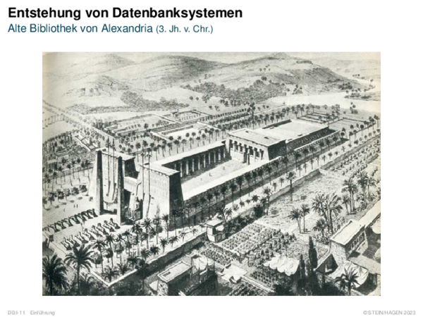 Entstehung von Datenbanksystemen Alte Bibliothek von Alexandria