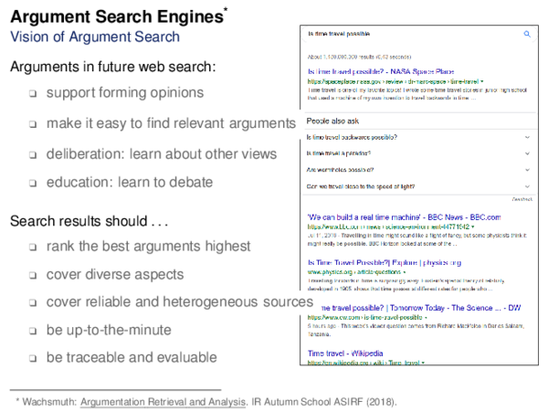 Argument Search Engines* Vision of Argument Search