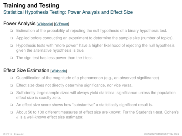 Training and Testing Statistical Hypothesis Testing: Power Analysis and Effect Size