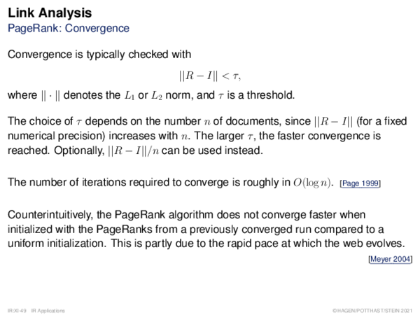 Link Analysis PageRank: Convergence
