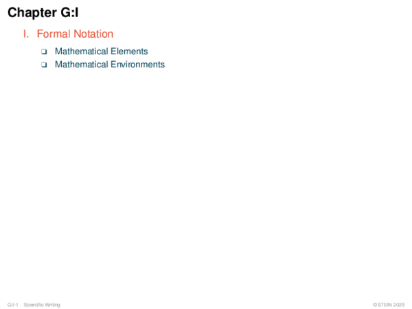 Chapter G:I I. Formal Notation