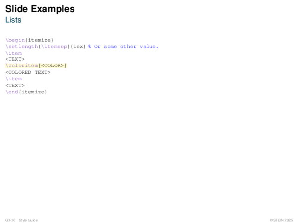 Slide Examples Lists