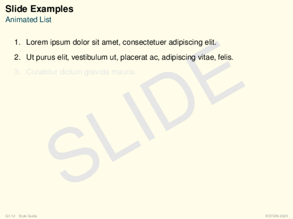 Slide Examples Animated List