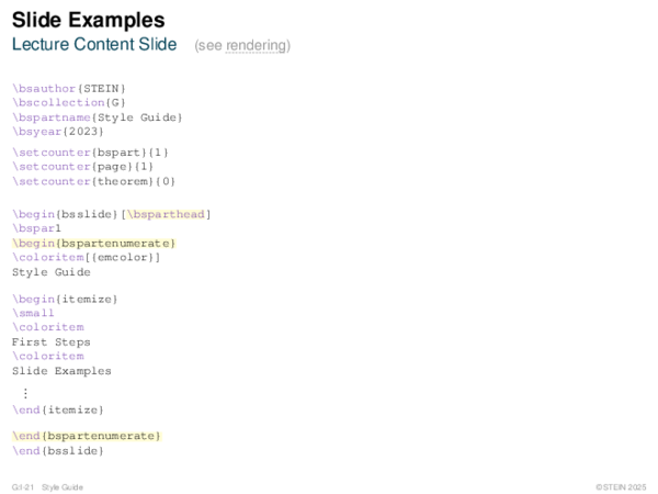 Slide Examples Lecture Content Slide (see rendering)