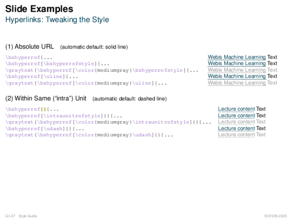 Slide Examples Hyperlinks: Tweaking the Style