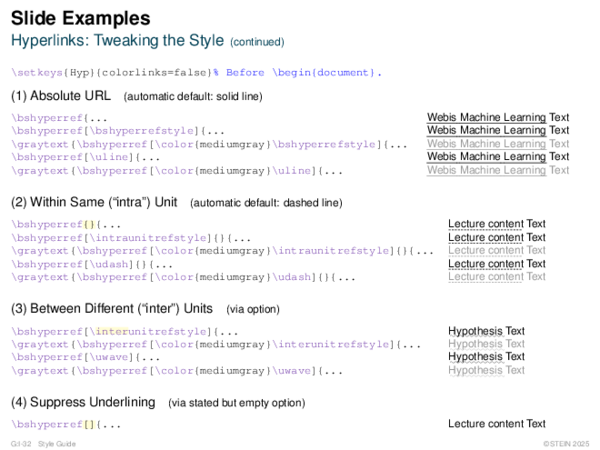 Slide Examples Hyperlinks: Tweaking the Style