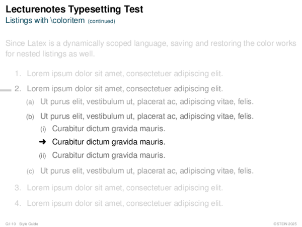 Lecturenotes Typesetting Test Listings with coloritem