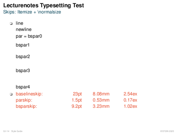 Lecturenotes Typesetting Test Skips: Itemize + 
ormalsize