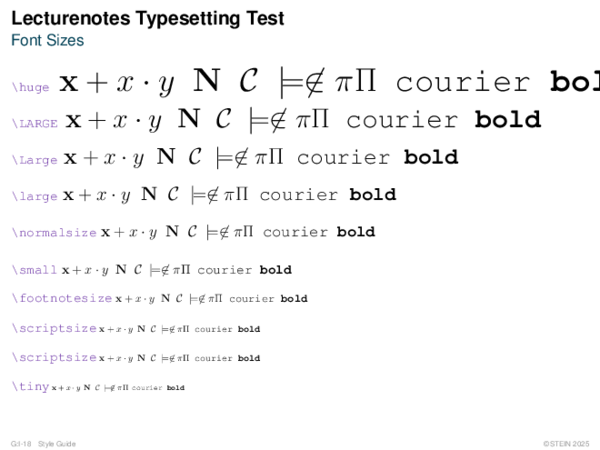 Lecturenotes Typesetting Test Font Sizes