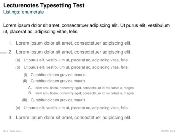 Lecturenotes Typesetting Test Listings: enumerate