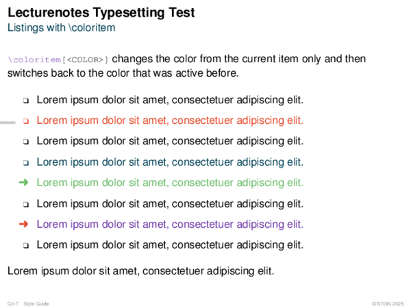 Lecturenotes Typesetting Test Listings with coloritem