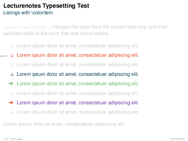 Lecturenotes Typesetting Test Listings with coloritem