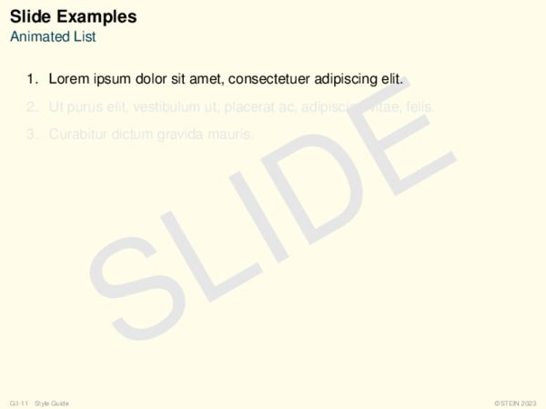 Slide Examples Animated List