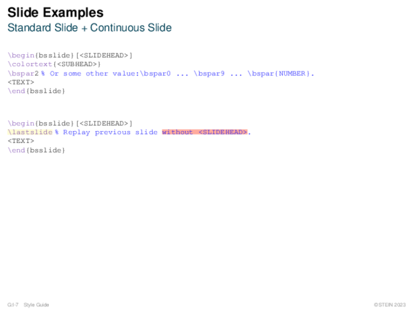 Slide Examples Standard Slide + Continuous Slide