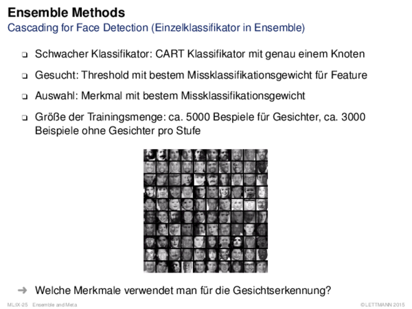 Ensemble Methods Cascading for Face Detection (Einzelklassifikator in Ensemble)