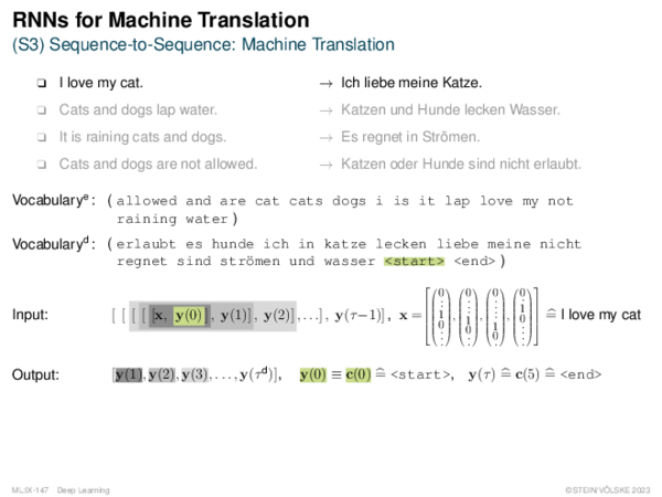 RNNs for Machine Translation (S3) Sequence-to-Sequence: Machine Translation