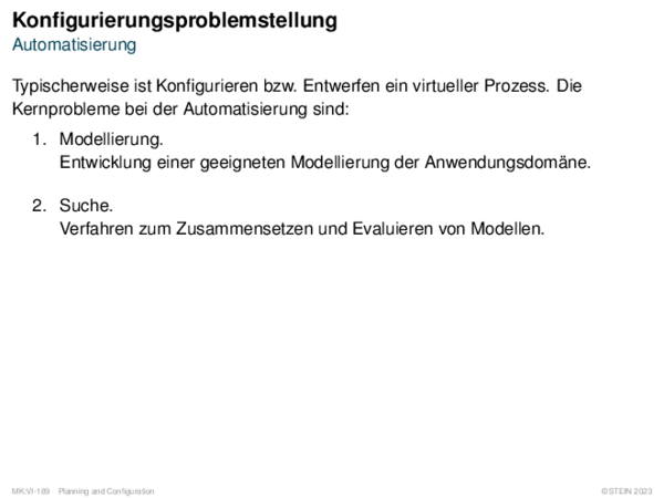 Konfigurierungsproblemstellung Automatisierung
