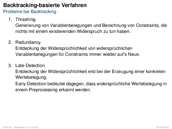 Backtracking-basierte Verfahren Probleme bei Backtracking