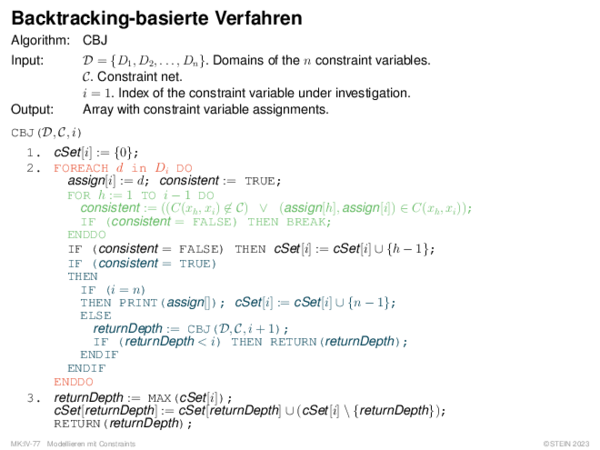 Backtracking-basierte Verfahren Algorithm: