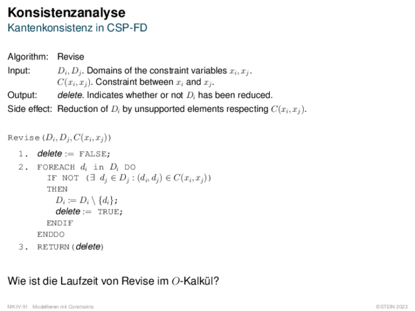 Konsistenzanalyse Kantenkonsistenz in CSP-FD