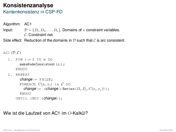 Konsistenzanalyse Kantenkonsistenz in CSP-FD