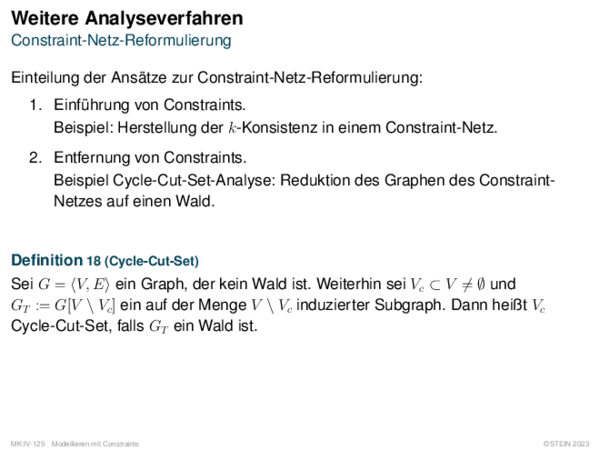 Weitere Analyseverfahren Constraint-Netz-Reformulierung