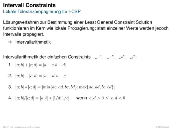 Intervall Constraints Lokale Toleranzpropagierung für I-CSP