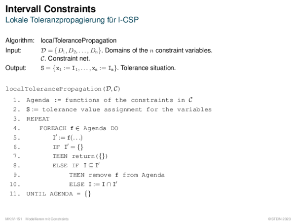 Intervall Constraints Lokale Toleranzpropagierung für I-CSP