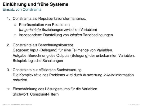 Einführung und frühe Systeme Einsatz von Constraints