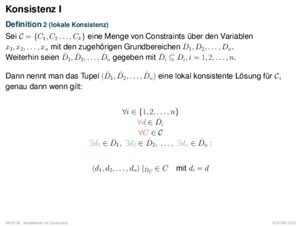 Konsistenz I Definition 2 (lokale Konsistenz)