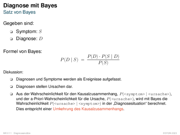 Diagnose mit Bayes Satz von Bayes