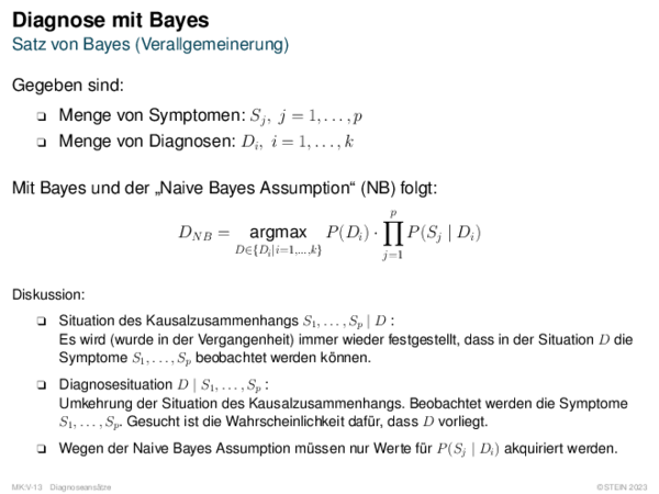 Diagnose mit Bayes Satz von Bayes (Verallgemeinerung)