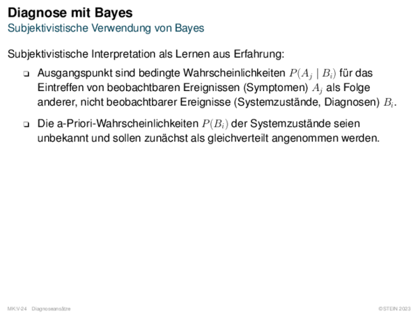 Diagnose mit Bayes Subjektivistische Verwendung von Bayes