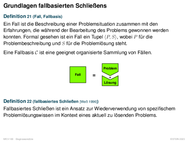 Grundlagen fallbasierten Schließens Definition 21 (Fall, Fallbasis)
