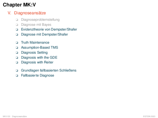 Chapter MK:V V. Diagnoseansätze