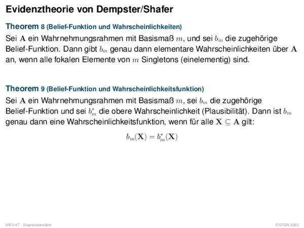 Evidenztheorie von Dempster/Shafer Theorem 8 (Belief-Funktion und Wahrscheinlichkeiten)