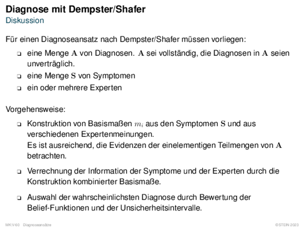 Diagnose mit Dempster/Shafer Diskussion