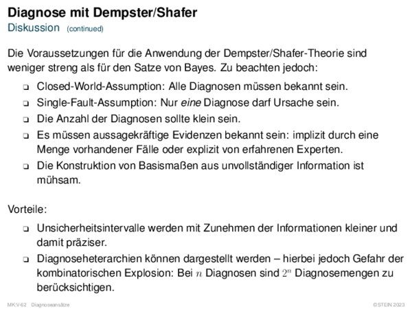 Diagnose mit Dempster/Shafer Diskussion