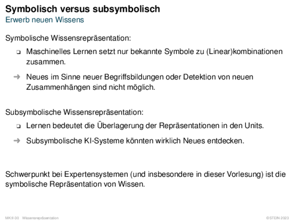 Symbolisch versus subsymbolisch Erwerb neuen Wissens