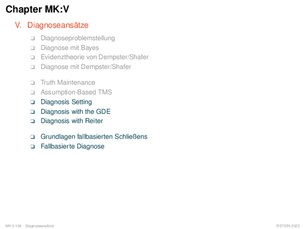 Chapter MK:V V. Diagnoseansätze