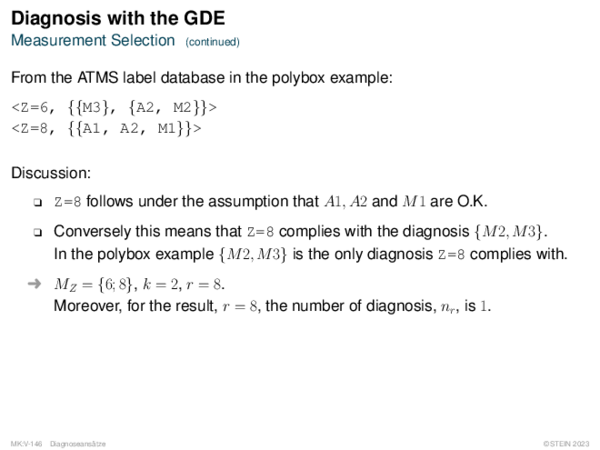 Diagnosis with the GDE Measurement Selection