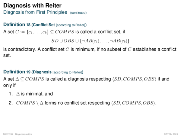 Diagnosis with Reiter Diagnosis from First Principles