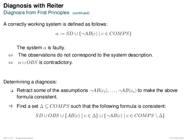 Diagnosis with Reiter Diagnosis from First Principles