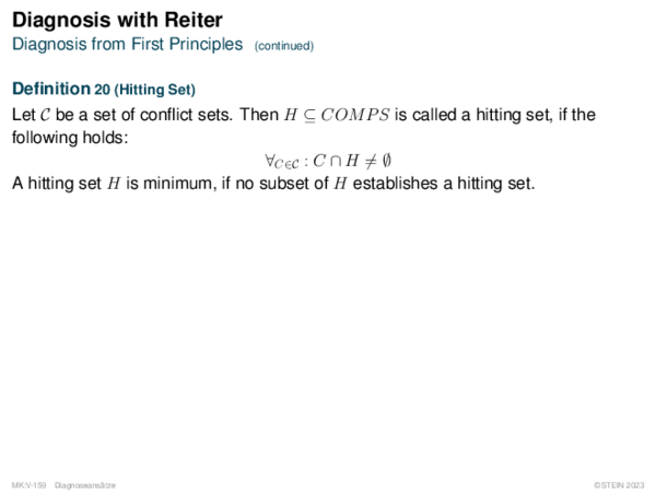 Diagnosis with Reiter Diagnosis from First Principles