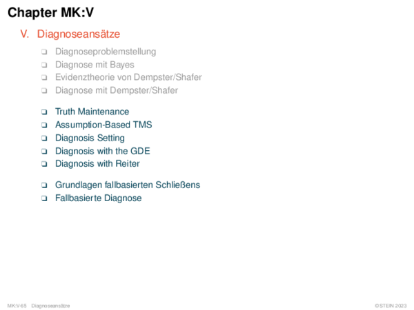 Chapter MK:V V. Diagnoseansätze