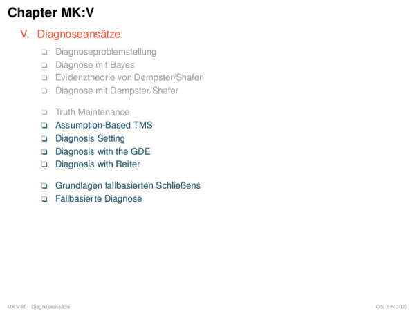 Chapter MK:V V. Diagnoseansätze