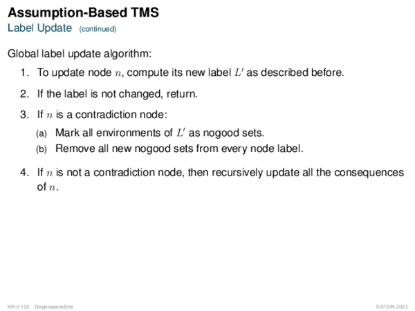 Assumption-Based TMS Label Update