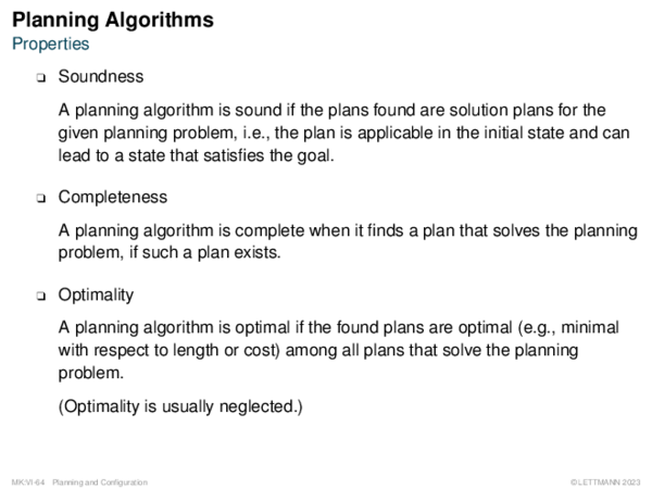 Planning Algorithms Properties